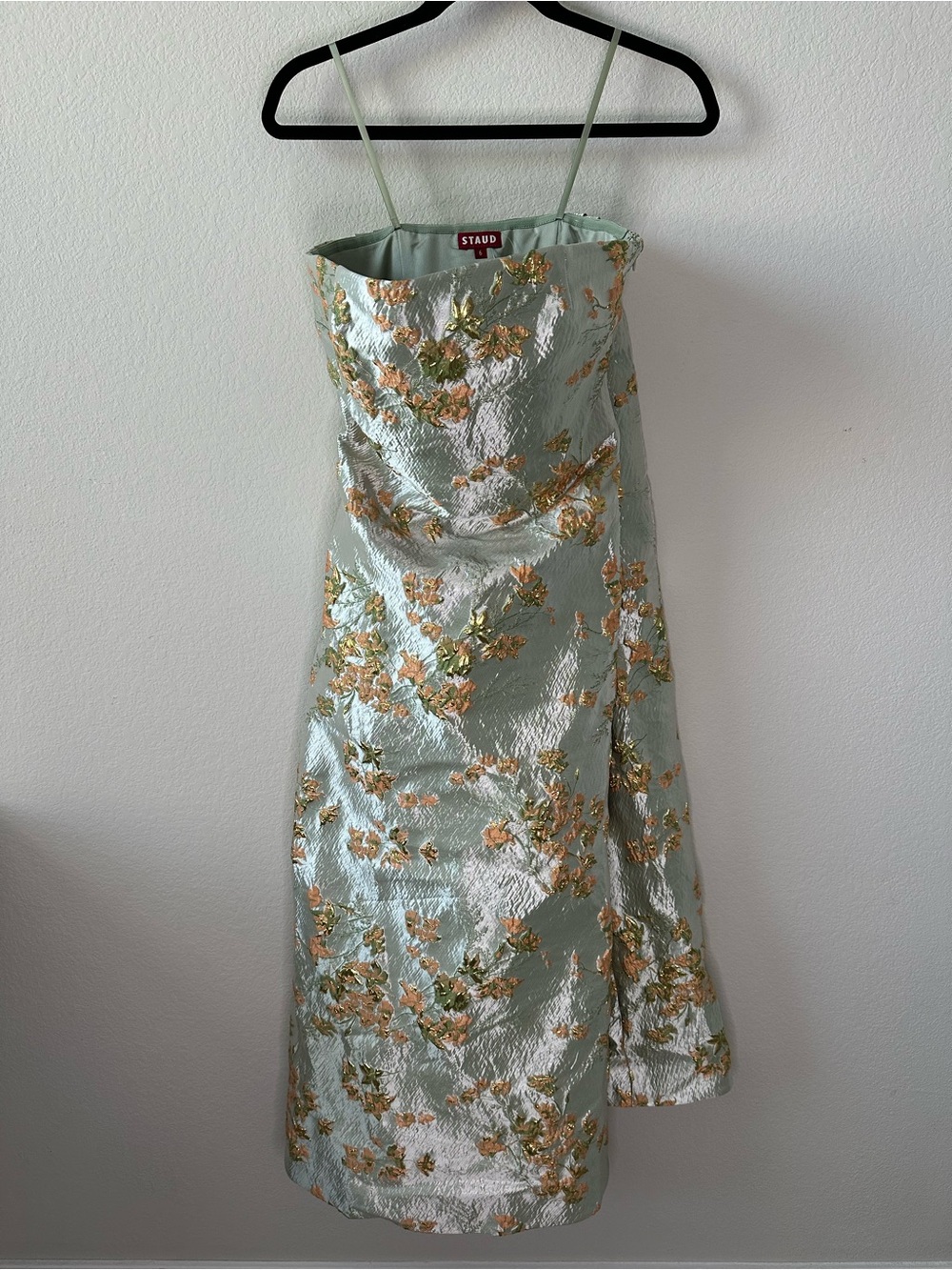 Staud Kennedy Strapless Brocade Midi Dress In Metallic SZ US 6 NWOT - Picture 2 of 7